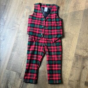 Gymboree Red and Green Plaid Vest and pants size 18-24mo